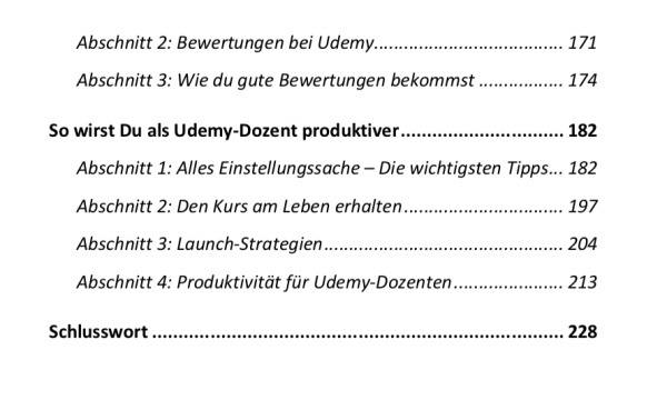 Inhaltsverzeichnis Udemy Code 2 Sebastian Glöckner